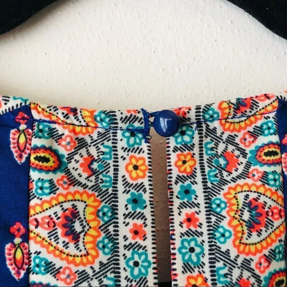 Charlotte Russe Blue Patterned Open Back Romper - Picture 8 of 9